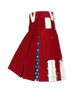 Maroon American Flag Hybrid Utility Kilt