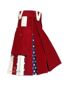 Maroon American Flag Hybrid Utility Kilt