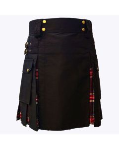 black stewart hybrid tartan kilt