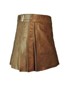 Real Brown Leather Kilt