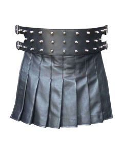 premium quality mini studded leather kilt