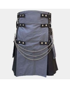 scottish modern black and gray utility kilt