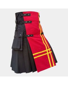 black and red modern utility kilt