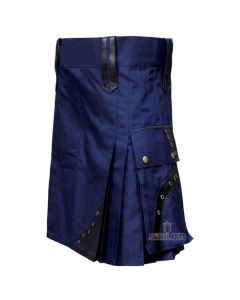 Modern Navy Blue Utility Kilt Front
