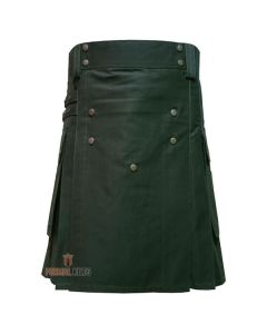 Olive Green Cotton Utility Kilt