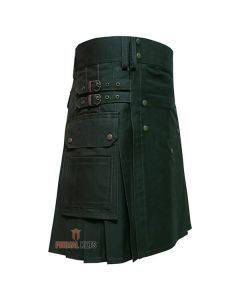 Olive Green Cotton Utility Kilt