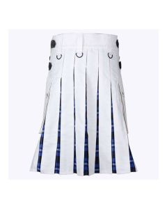 Ramsay Blue Tartan And White Cotton Hybrid Utility Kilt