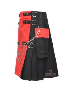 Red Black Cotton Hybrid Utility Kilt