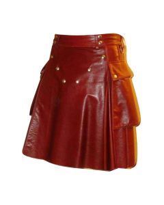 Scottish Red Leather Kilt