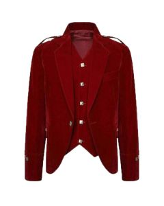 Red Velvet Wedding Argyle Jacket and Waistcoat