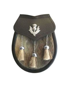 Seal Skin Sporran Thistle Badge On Leather Flap Chain