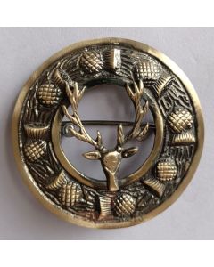 Stag Head Fly Plaid Brooch