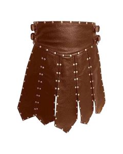 Premium Quality Studded Brown Leather Gladiator Kilt