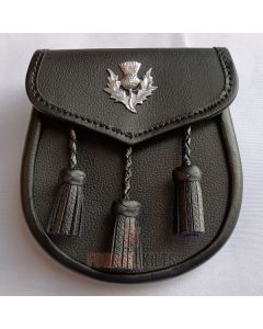 Thistle Black Leather Kilt Sporran