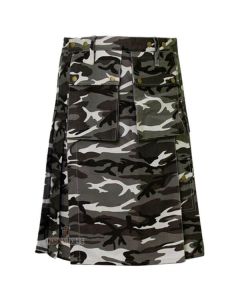 Two Front Pocket Camouflage Utility Kilt Front