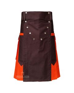 Two Toned Orange Utility Kilt For Men