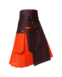 Two Toned Orange Utility Kilt For Men