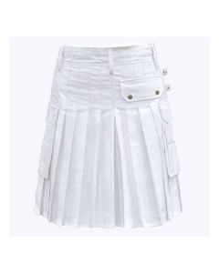 Premium Quality Scottish White Utility Kilt With Cargo Pockets