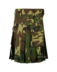 Woodland Camouflage Army Tectical Kilt Front