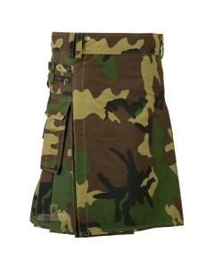Woodland Camouflage Army Tectical Kilt Front