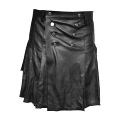 Ample Pleated Leather Kilt For Men