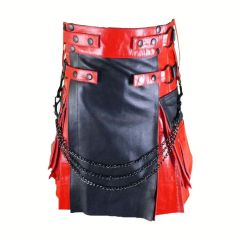 Modern Black And Red Hybrid Leather Kilt