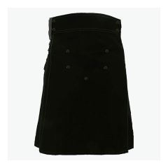 Black Deluxe Modern Kilt And Gray Straps Style With Gray Cargo Pockets