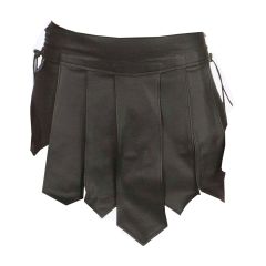 Black Gladiator Leather Mini Kilt