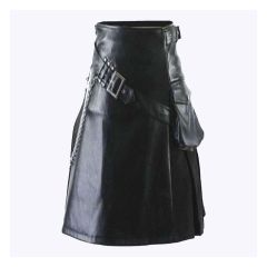 Modern Black Gladiator Viking Leather Kilt