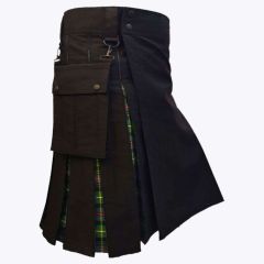 tartan black hybrid utility kilt