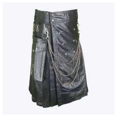 Black Gothic Leather Kilt