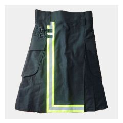 Black Firefighter Utility Kilt With yellow Trims