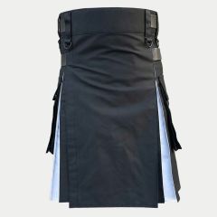 black and white with cargo pockets utility kilt