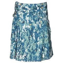 Blue Digital Camo Tactical Kilt Front
