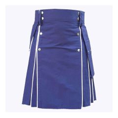 Blue Utility Kilt With White Lines