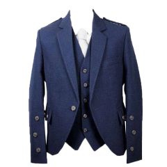 Braemar Blue Wool tweed argyle jacket and vest