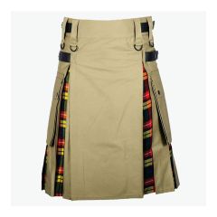 Buchanan Tartan And Khaki Hybrid Utility Kilt For Women