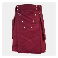 Fashion Burgundy Color Utility Kilt