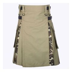 digital camo and khaki high quality cotton hybrid utility kilt