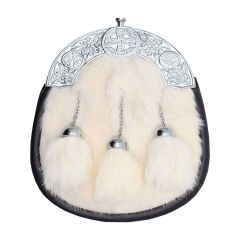 Full Dress Black Calfskin Leather Trim Celtic Design Sporran