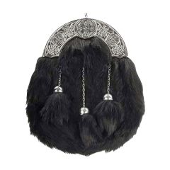 Full Dress Chrome Black Rabbit Celtic Cross Sporran