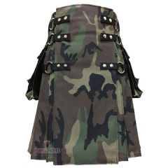 Gothic Woodland Camouflage Kilt Front