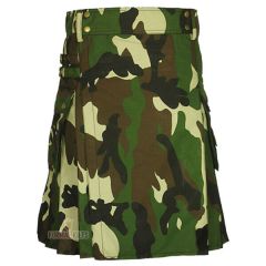 Green Camouflage Utility kilt Front