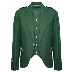 Green Wool Tweed Argyle Kilt Jacket and Vest