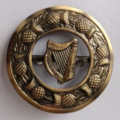 Irish Harps Fly Plaid Brooch