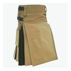 Premium Quality Khaki And Black Hybrid Utility Kilt