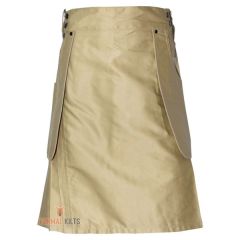 Khaki Heavy Duty Cargo Utility Kilt Front
