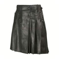 Stylish Leather Pleated Fashion Kilt
