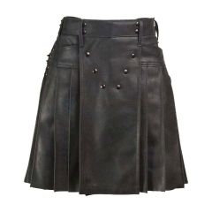 Fashion Leather Pleated Kilt