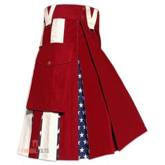 Maroon American Flag Hybrid Utility Kilt